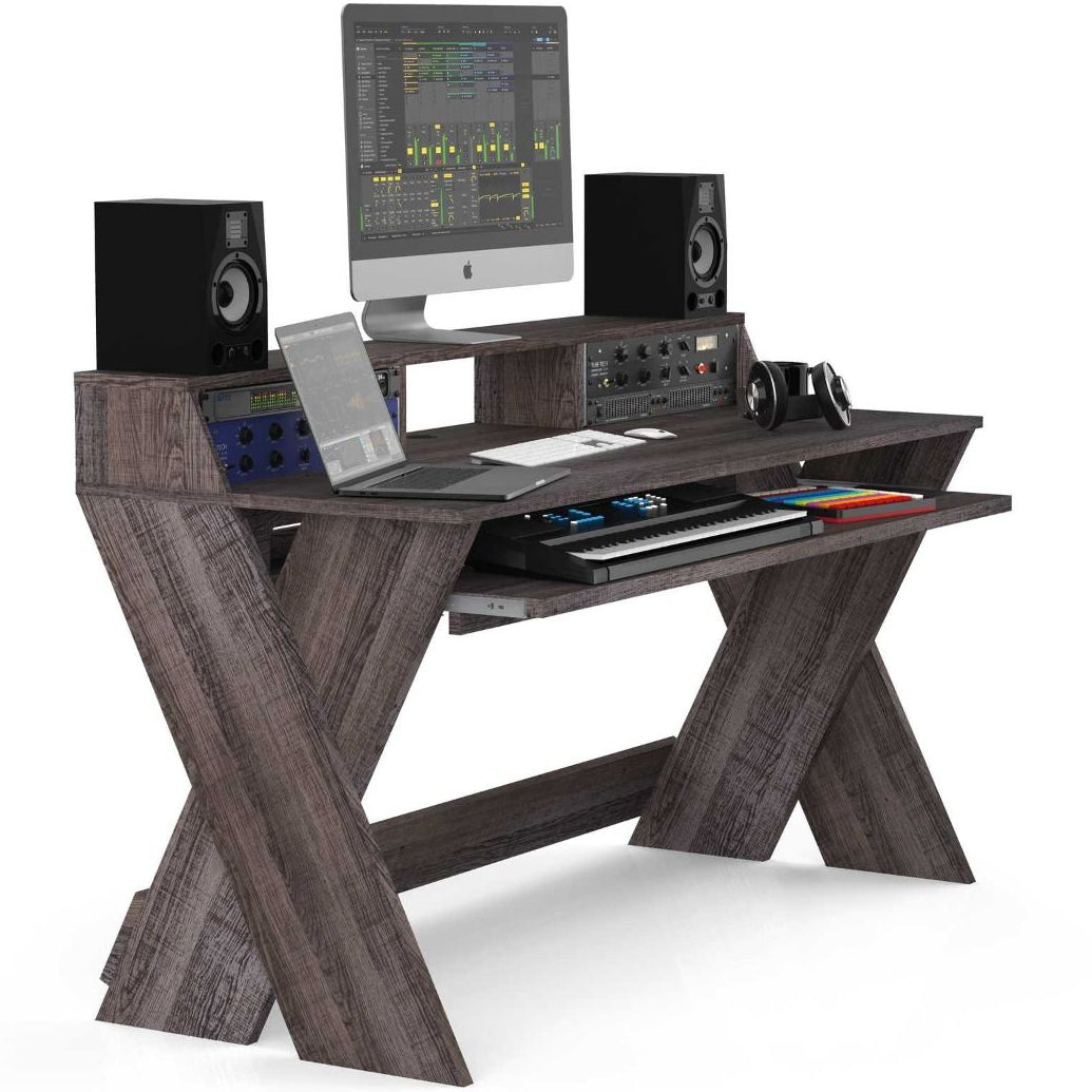Glorious Sound Desk Pro studio furniture with adjustable height and sleek design for professional music production setups.