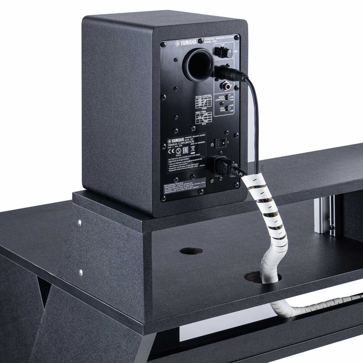 Glorious Sound Desk Pro studio furniture with a sleek wooden surface and metal legs, designed for professional music production.