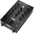 Reloop PTB-2 DJ mixer with control knobs, faders, and input ports, designed for professional DJ mixing and audio control.