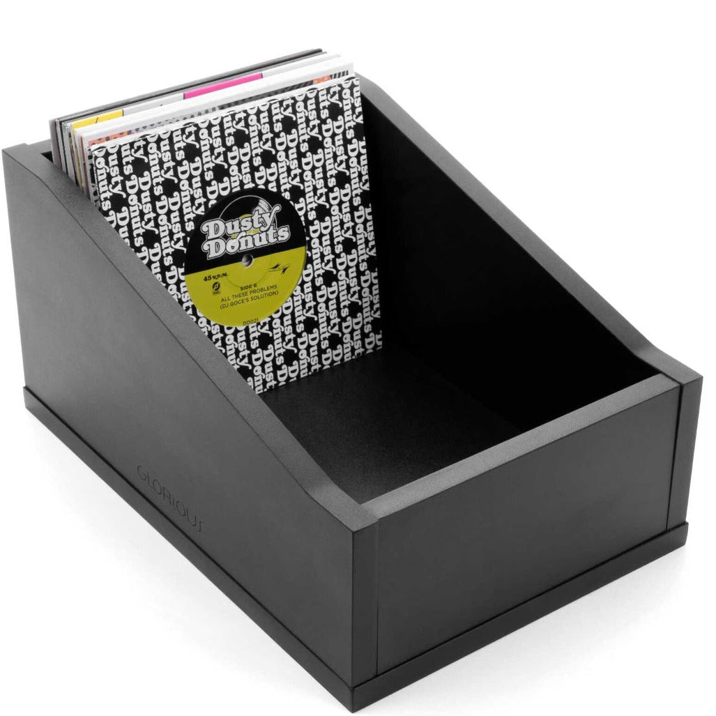 Glorious 7-inch record box for DJ tables and furniture, featuring durable construction and sleek design.
