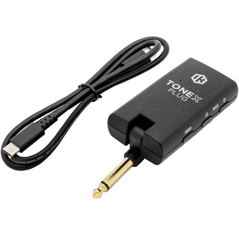 IK Multimedia Tonex Plug audio software interface showing customizable guitar and bass amp and effects settings.