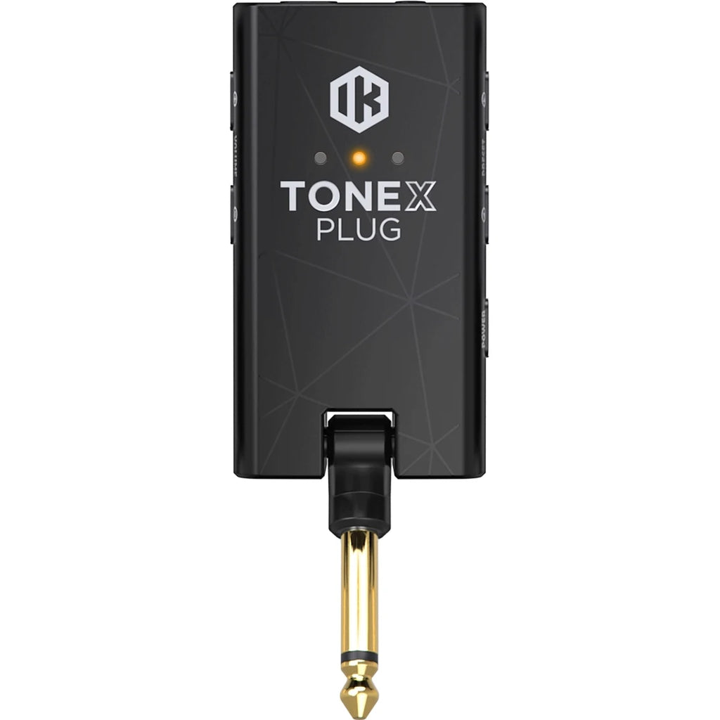 IK Multimedia Tonex Plug audio interface plugin with knobs and interface display for guitar and instrument tone modeling.