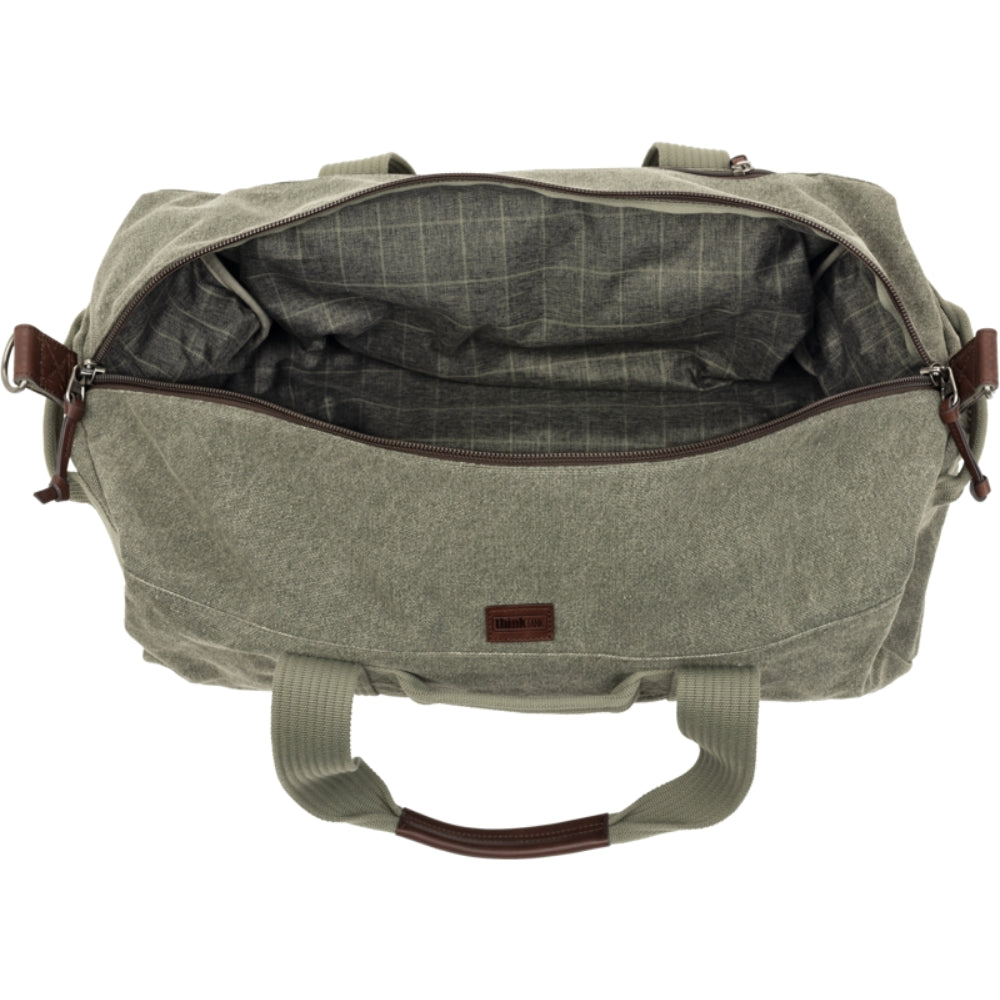 Think Tank Retrospective Duffel bag for video equipment, showing durable fabric and spacious interior for gear storage