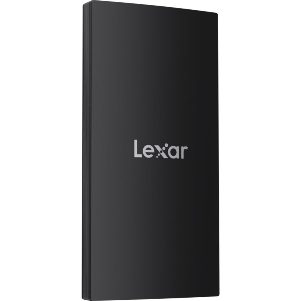 Lexar SL300 portable external SSD drive with sleek black design and compact size for fast data storage and transfer