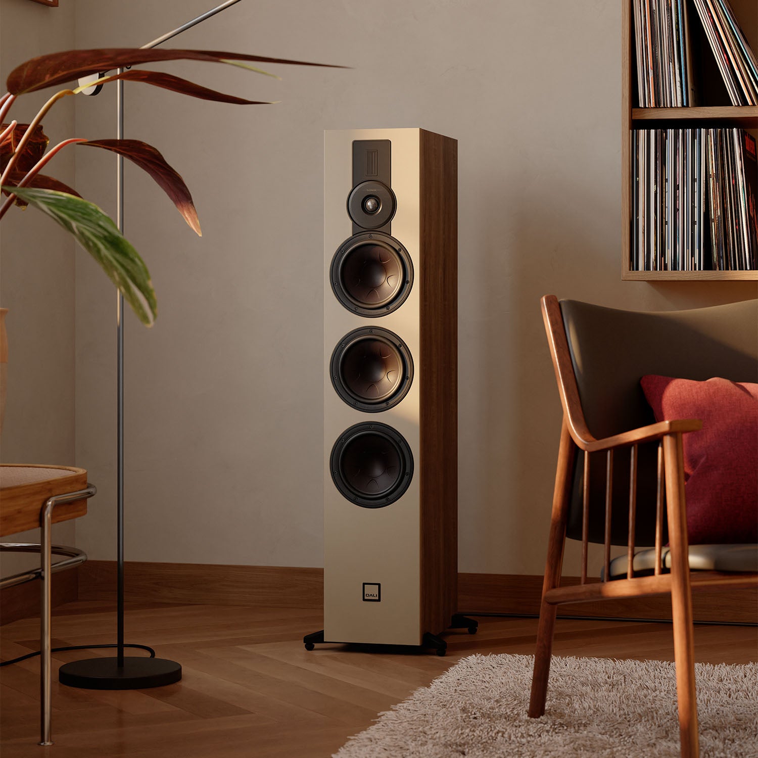 DALI Sonik 9 passive floorstanding speakers with sleek black finish and tall, elegant design for high-quality home audio.