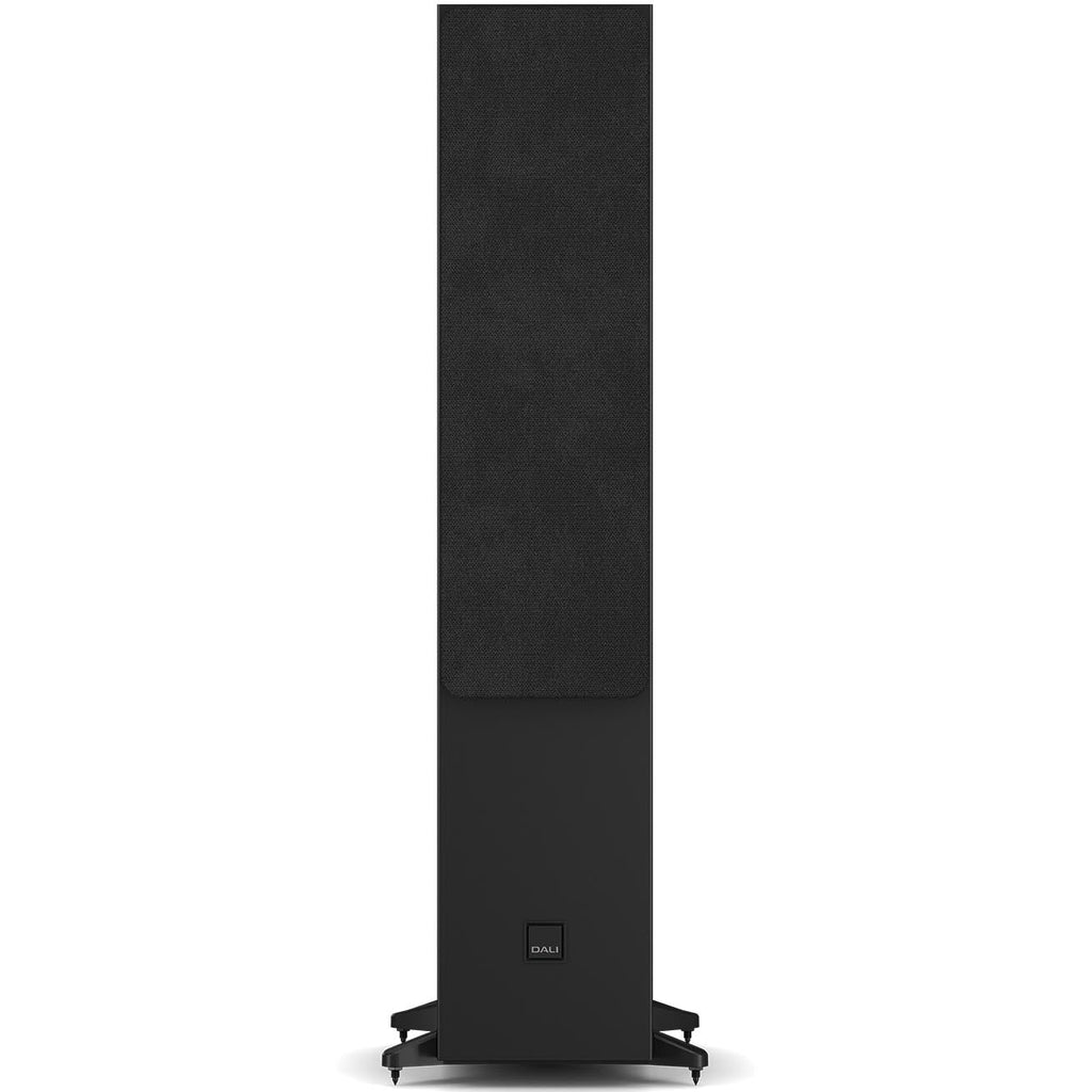 DALI Sonik 7 passive floorstanding speakers showcasing sleek black cabinets and dual woofers for powerful sound.