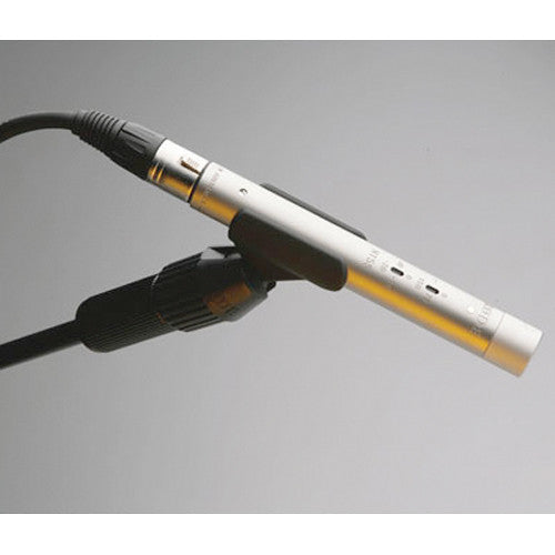 Rode NT55 MP condenser microphone with dual capsules and adjustable stand mount for studio and live sound recording.