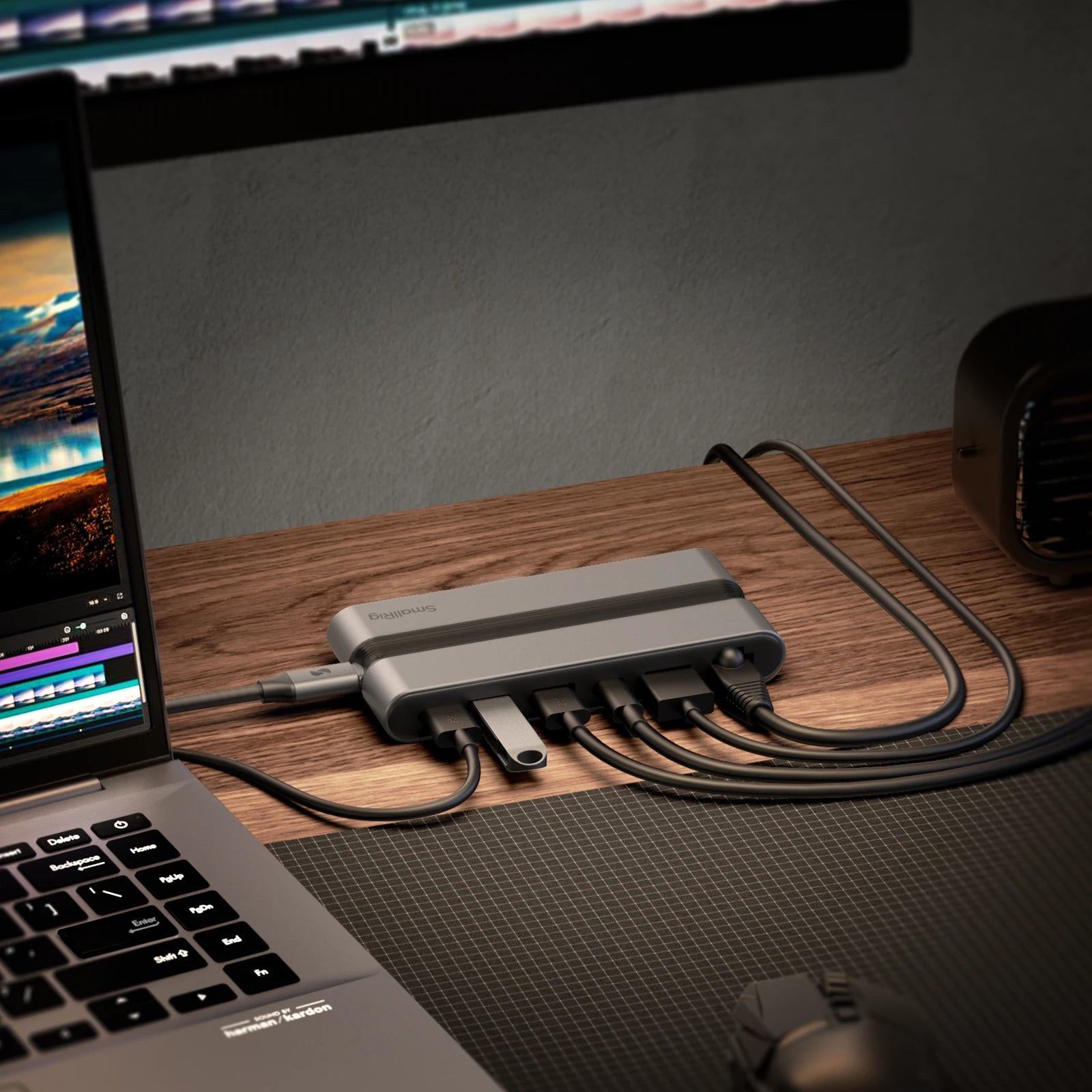 SmallRig CFexpress 9-in-1 Docking Station Type A with multiple ports for data transfer and device connectivity.
