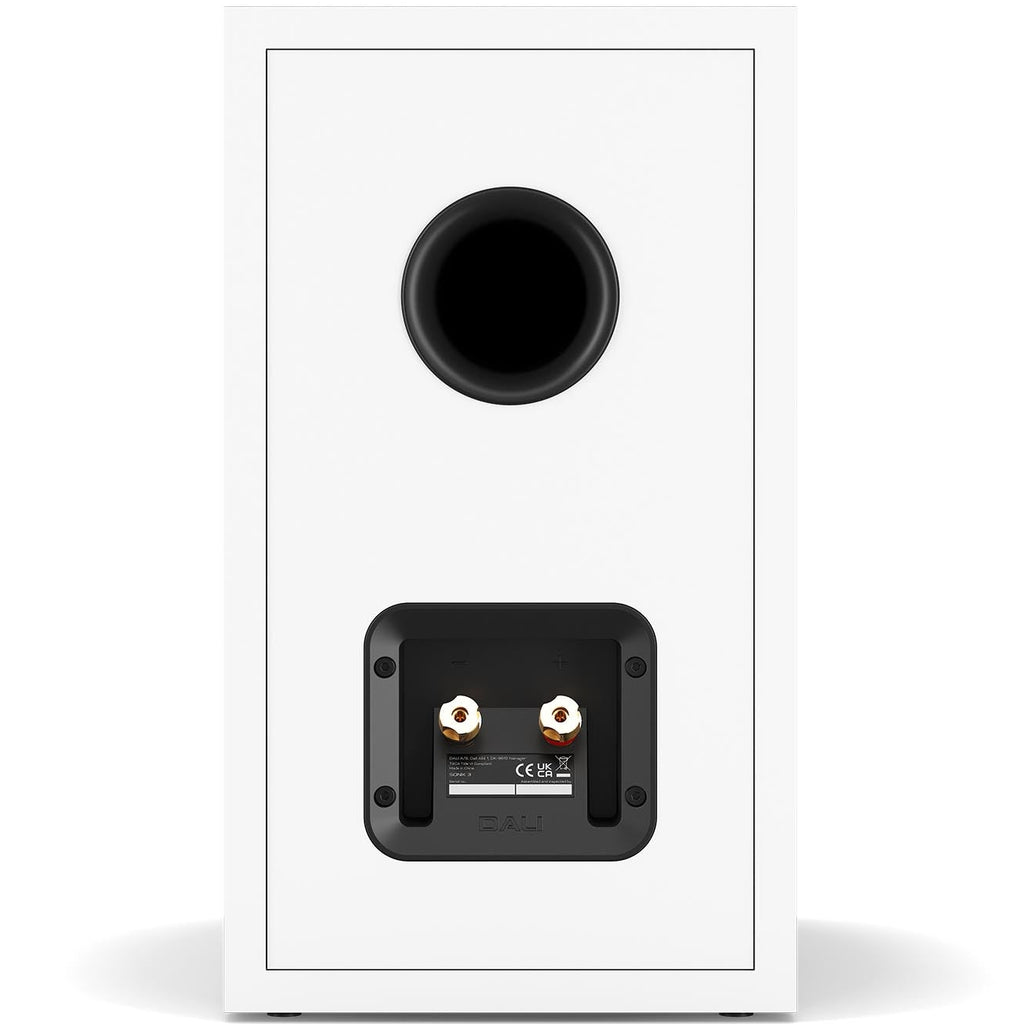 DALI Sonik 3 passive bookshelf speakers with black finish, compact design, and dual drivers for immersive stereo sound.