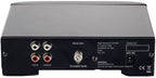 Rega Fono MM phono preamp with compact design and input/output connections for high-quality vinyl record playback.