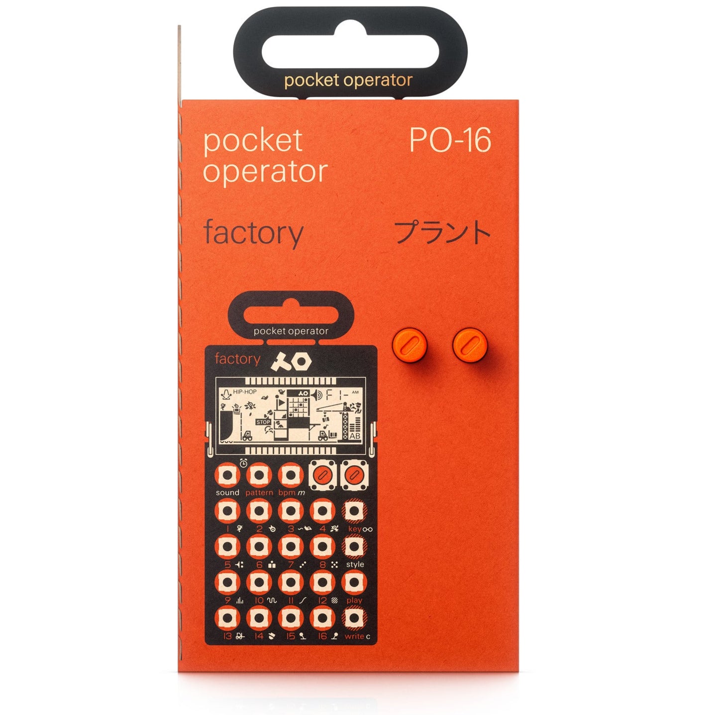 Teenage Engineering PO-16 Factory groovebox with colorful buttons and compact design, showing its interface and controls.