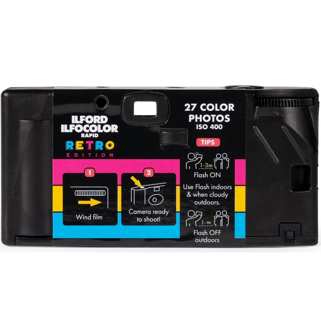 Ilford Ilfocolor Rapid single use instant camera in retro design, compact and ready to capture colorful photos.