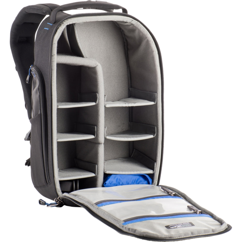 Think Tank StreetWalker V2.0 video equipment bag with multiple compartments and padded straps, designed for camera gear storage.