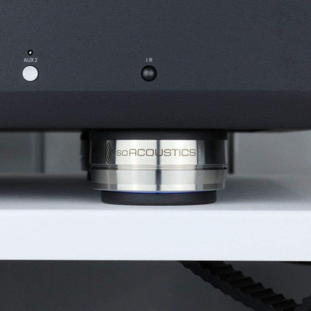 IsoAcoustics Orea Indigo speaker stands with sleek design and sturdy build, elevating and supporting audio speakers.