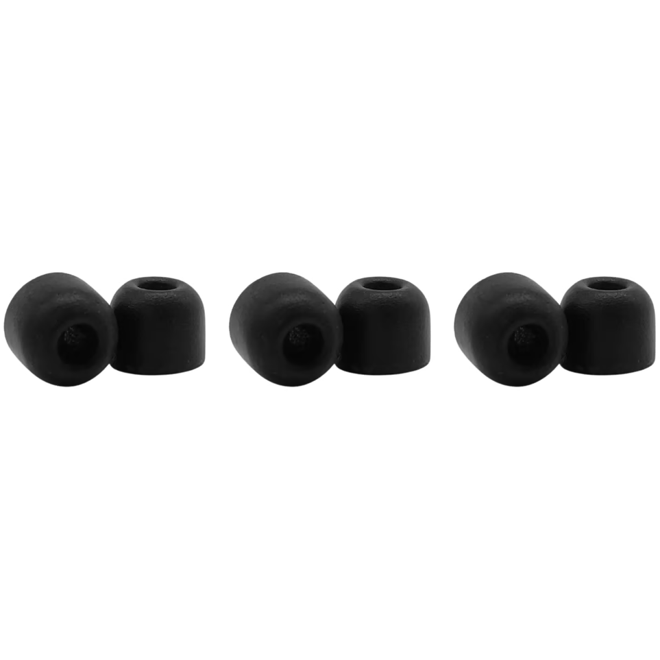 Shure EACYF1-6L black foam headphone earpads, large size, three pairs, designed for comfortable fit and optimal sound isolation.