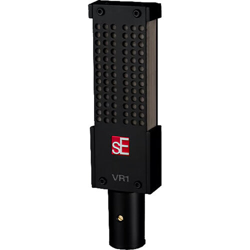 sE Electronics VR1 dynamic microphone with cardioid capsule, professional audio recording equipment, close-up view of the microphone.