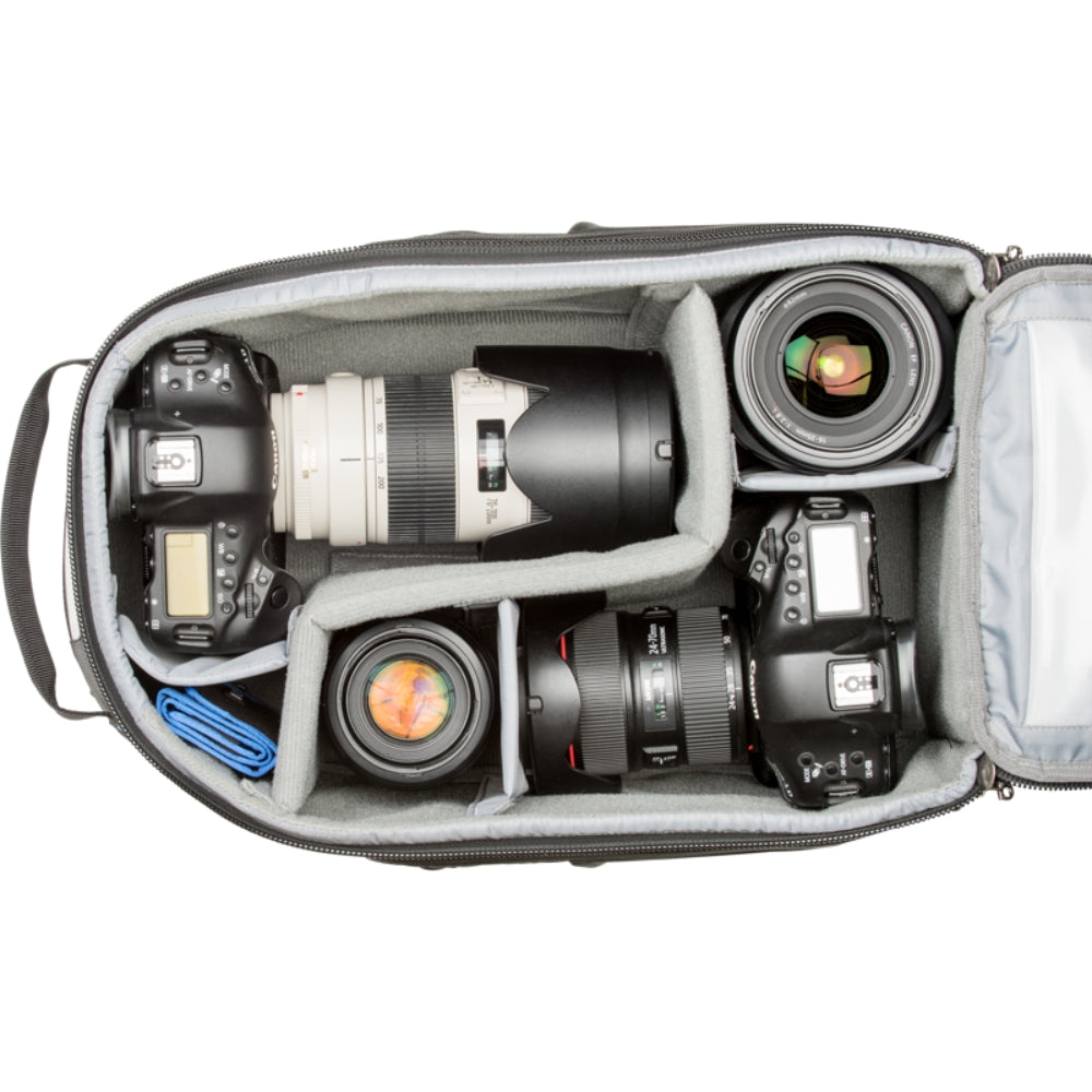 Think Tank StreetWalker Pro V2.0 video equipment bag with multiple compartments and padded straps for professional camera gear transportation.