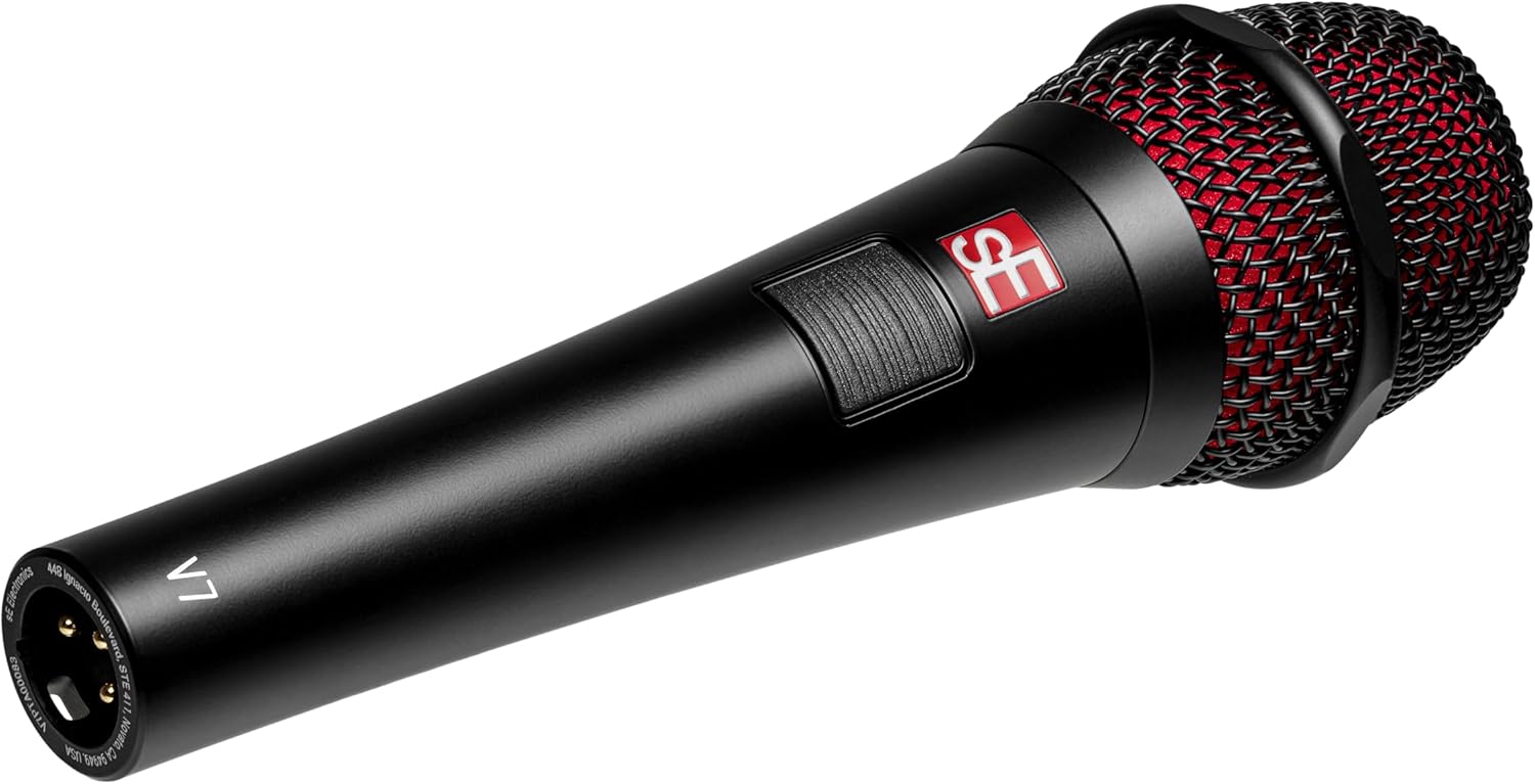 SE Electronics sE V7 PTT dynamic microphone with push-to-talk switch, ideal for professional audio and broadcasting applications
