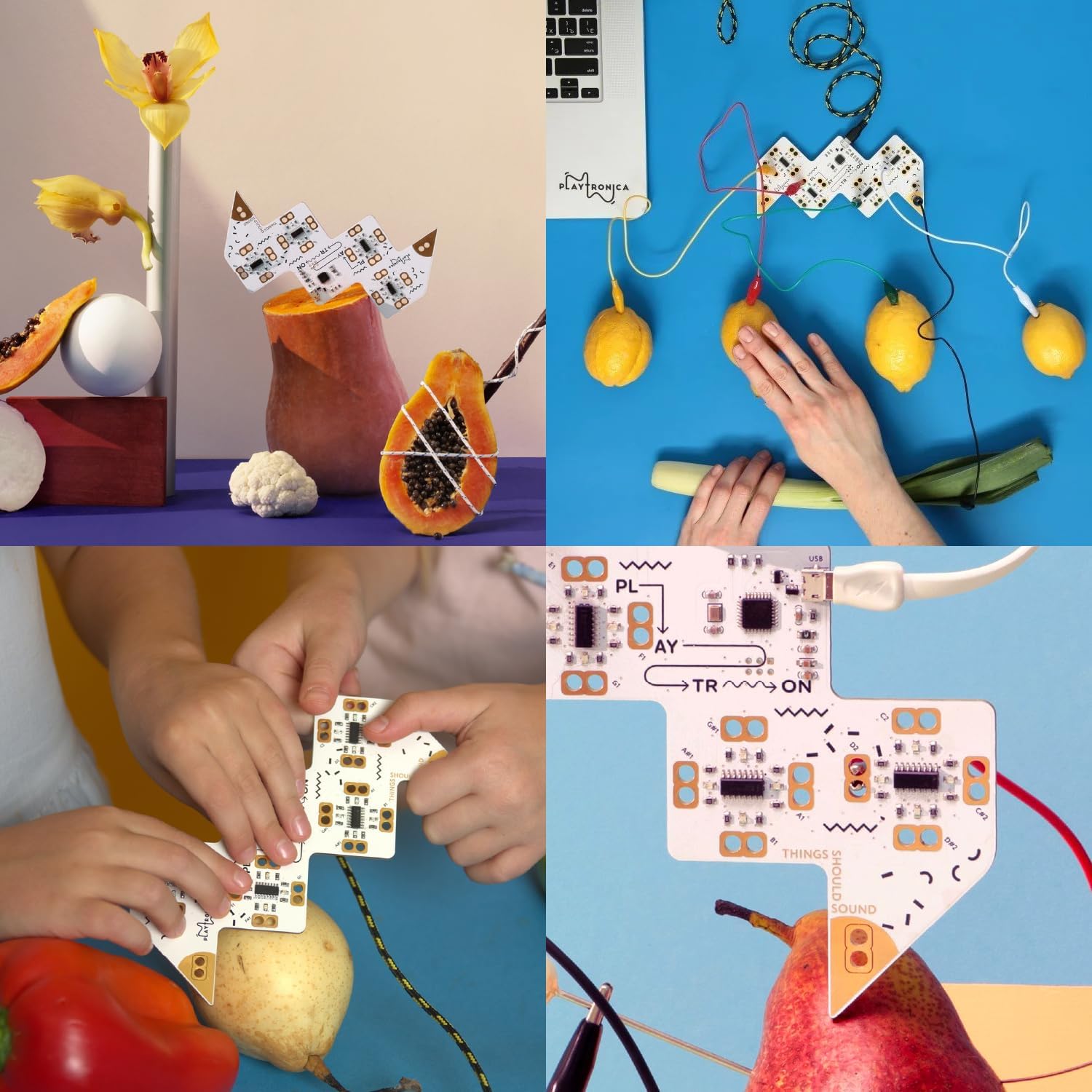 Playtronica Playtron gadget with colorful controls and interface, designed for musical experimentation and interactive sound creation.
