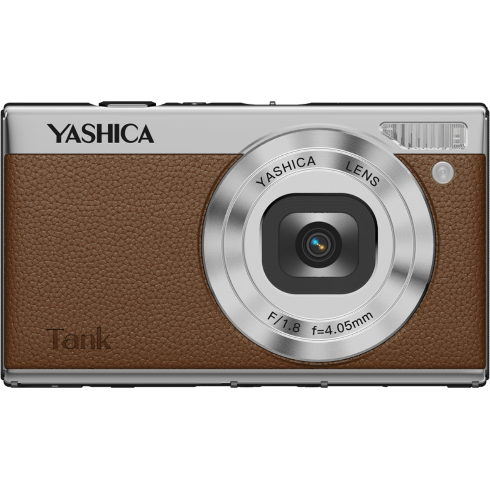 Yashica Tank instant and compact camera with vintage design and black finish, featuring a built-in lens and viewfinder.