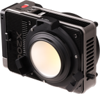 Zhiyun Molus LED X200 Bi-Color COB light showing adjustable brightness and color temperature controls on a professional lighting panel.