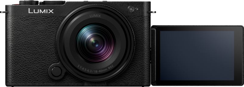 Panasonic Lumix S9 mirrorless camera with 18-40mm F/4.5-6.3 lens for high-quality video recording and photography.