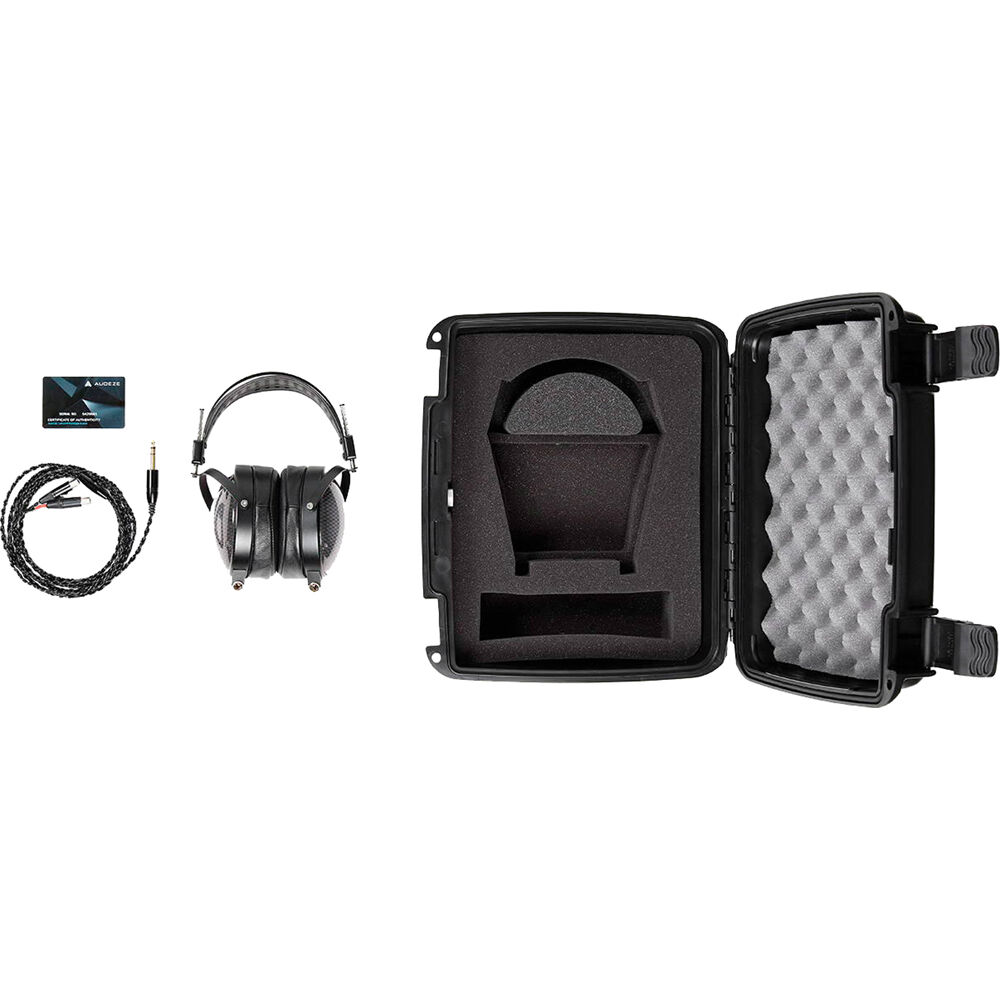 Audeze LCD-XC Creator Package studio headphones with leather-free ear cushions, black design, and adjustable headband.