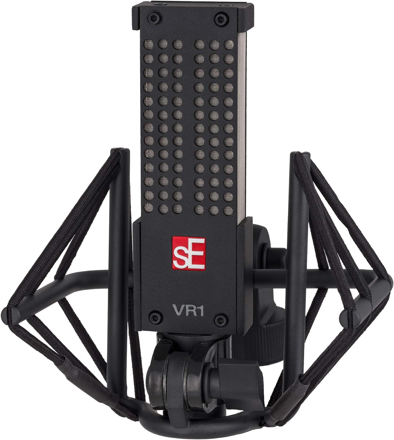 sE Electronics VR1 dynamic microphone with a black body and silver grille, ideal for studio and live sound applications