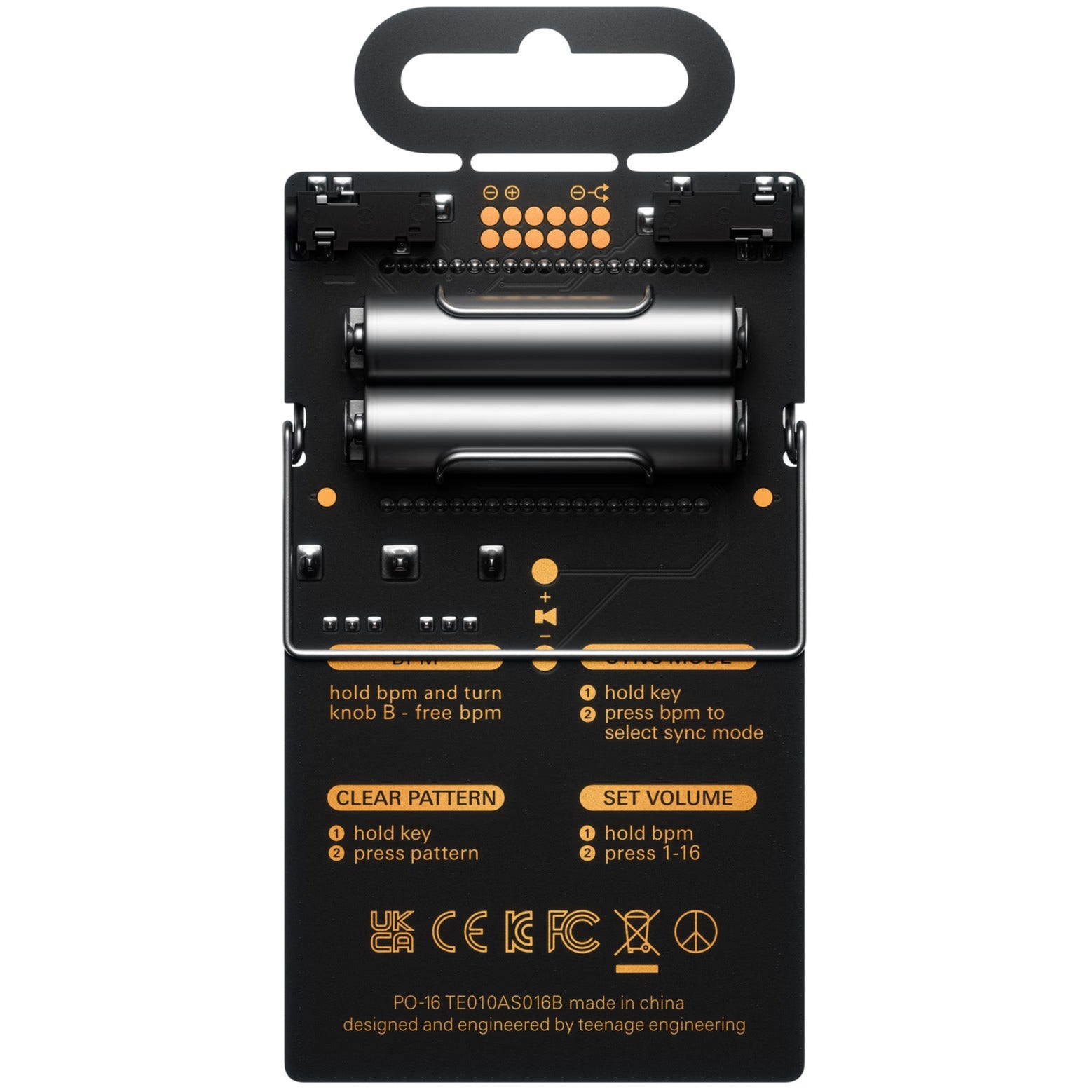 Teenage Engineering PO-16 Factory portable music gadget with colorful buttons and compact design, showcasing its electronic interface.