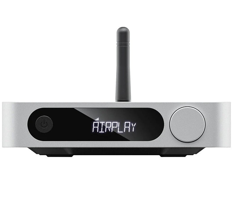 FiiO SR11 music streamer device with sleek black design and front control buttons, designed for high-quality audio streaming.