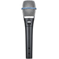 Shure Beta 87A condenser microphone with a black body and built-in windscreen, designed for professional vocal recording.