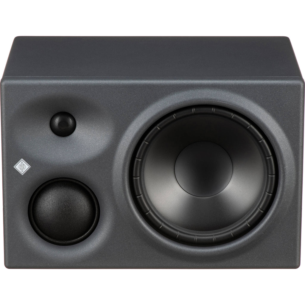 Neumann KH 310 A L G mid-field main monitor speaker, front view showing black enclosure and control panel.