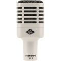 Universal Audio SD-3 dynamic microphone shown with its sleek black design and sturdy grille, ideal for professional audio recording.