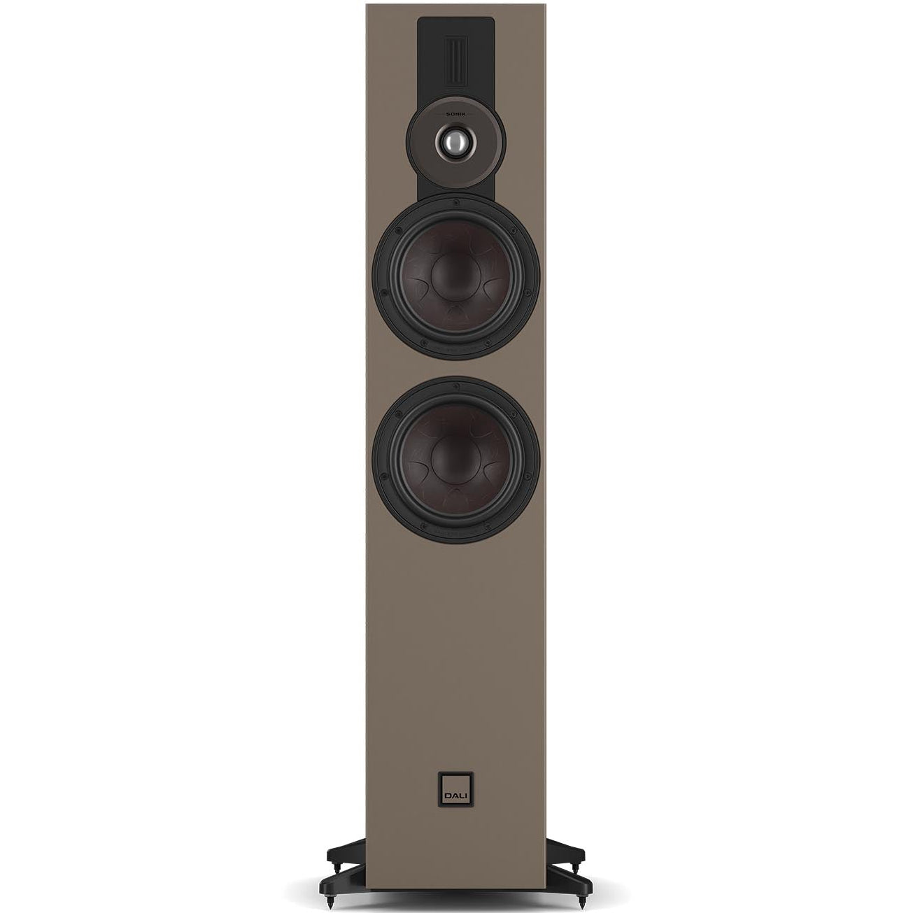 DALI Sonik 7 passive floorstanding speakers with sleek black finish and multiple drivers for high-quality audio.