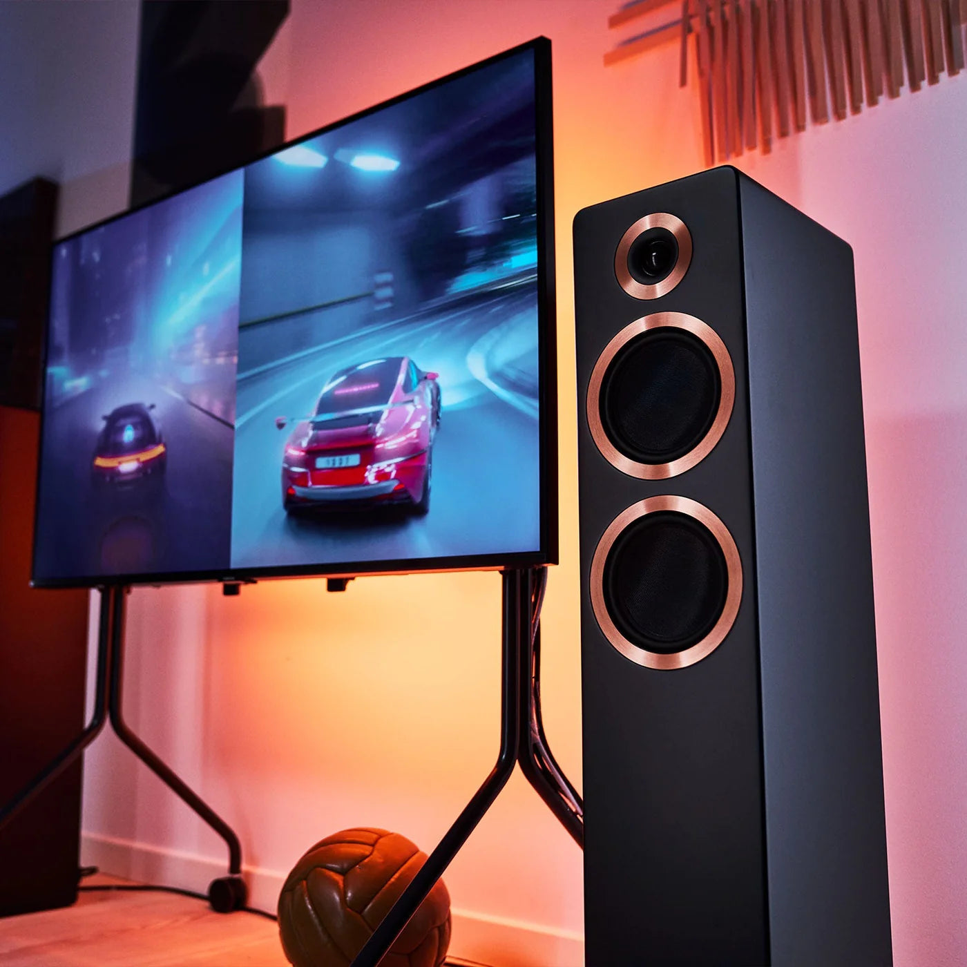 Argon Audio Forte A55 MK2 floorstanding speakers with black finish, featuring multiple driver units and sleek design.