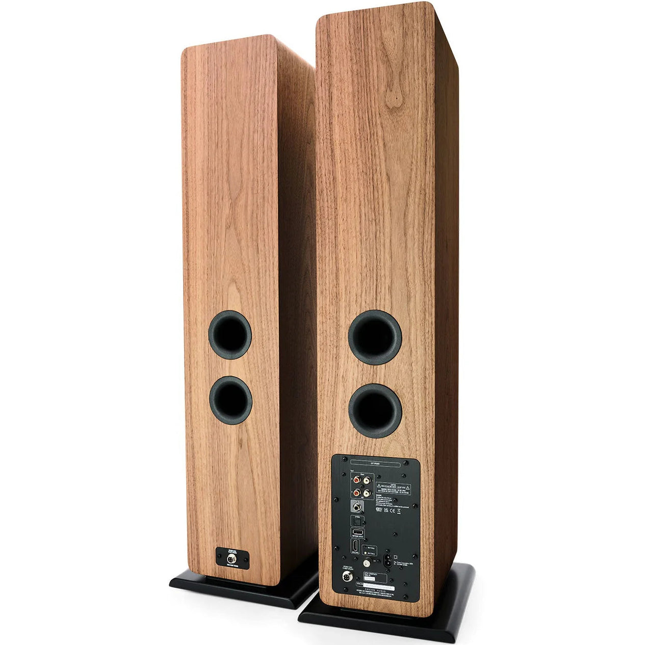 Argon Audio Forte A55 WiFi floorstanding speakers with sleek black finish and tall, modern design for high-quality sound.