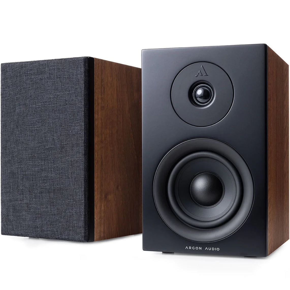 Argon Audio Forus 4 passive bookshelf speakers with wood finish and compact design, ideal for home audio setups.