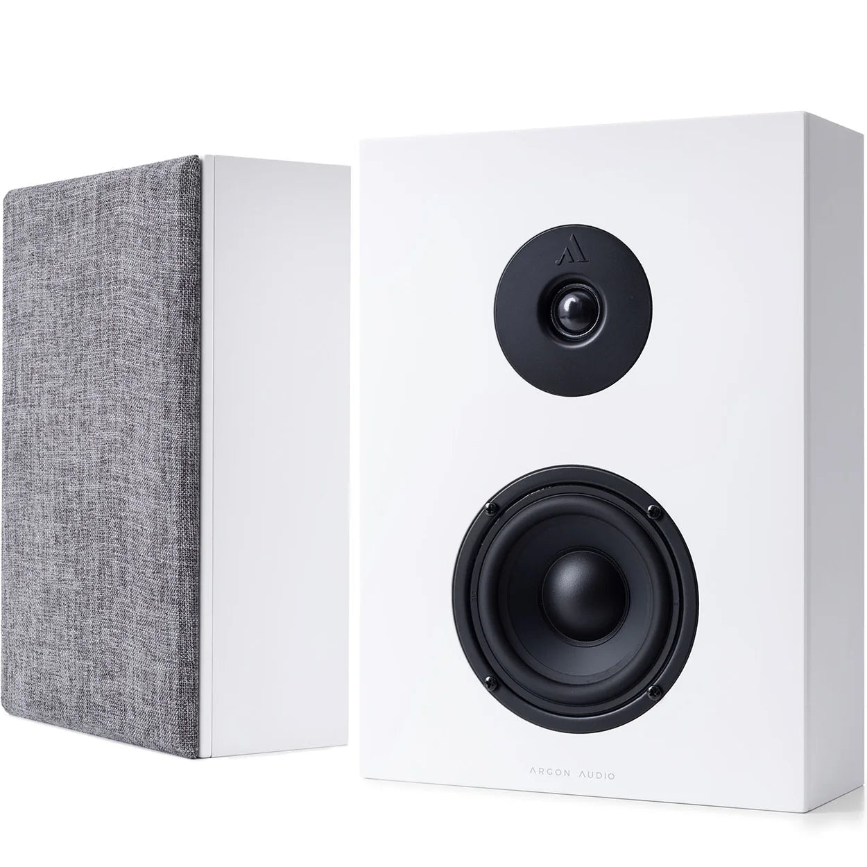 Argon Audio Forus 4 wall-mounted in-wall and outdoor speakers in white, designed for seamless integration into home or outdoor spaces.