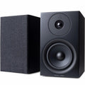 Argon Audio Forus 5 passive bookshelf speakers with black finish, showing front view with drivers and grille.