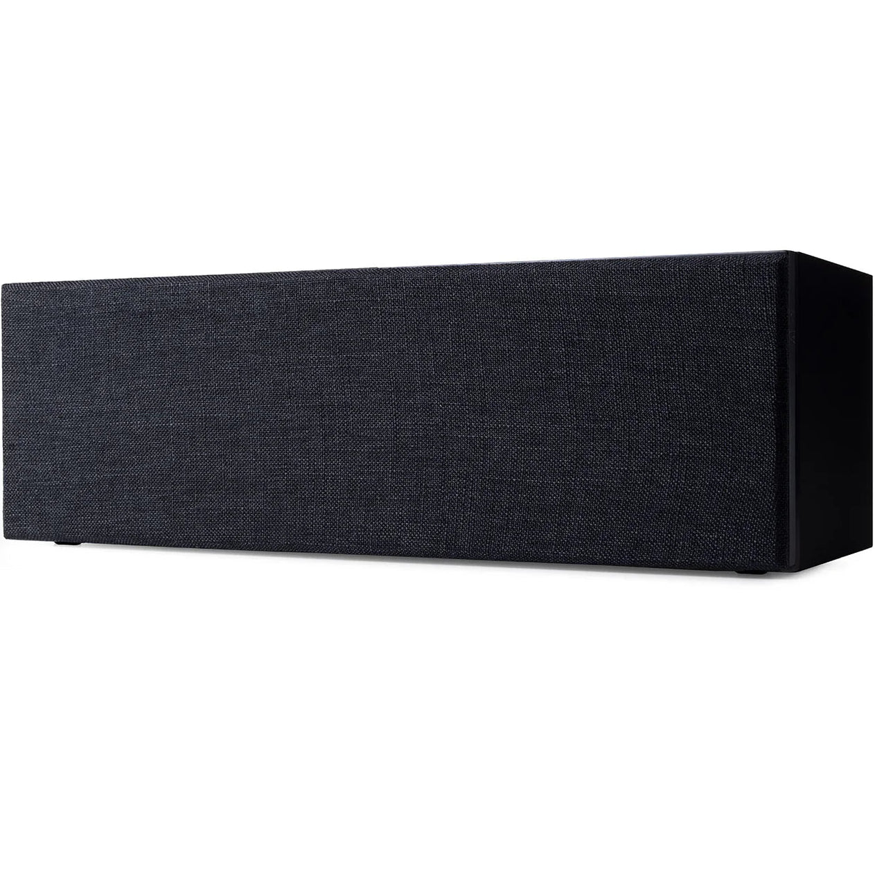 Argon Audio Forus Center speaker in black, showing the sleek front grille and compact design for home theater setups.