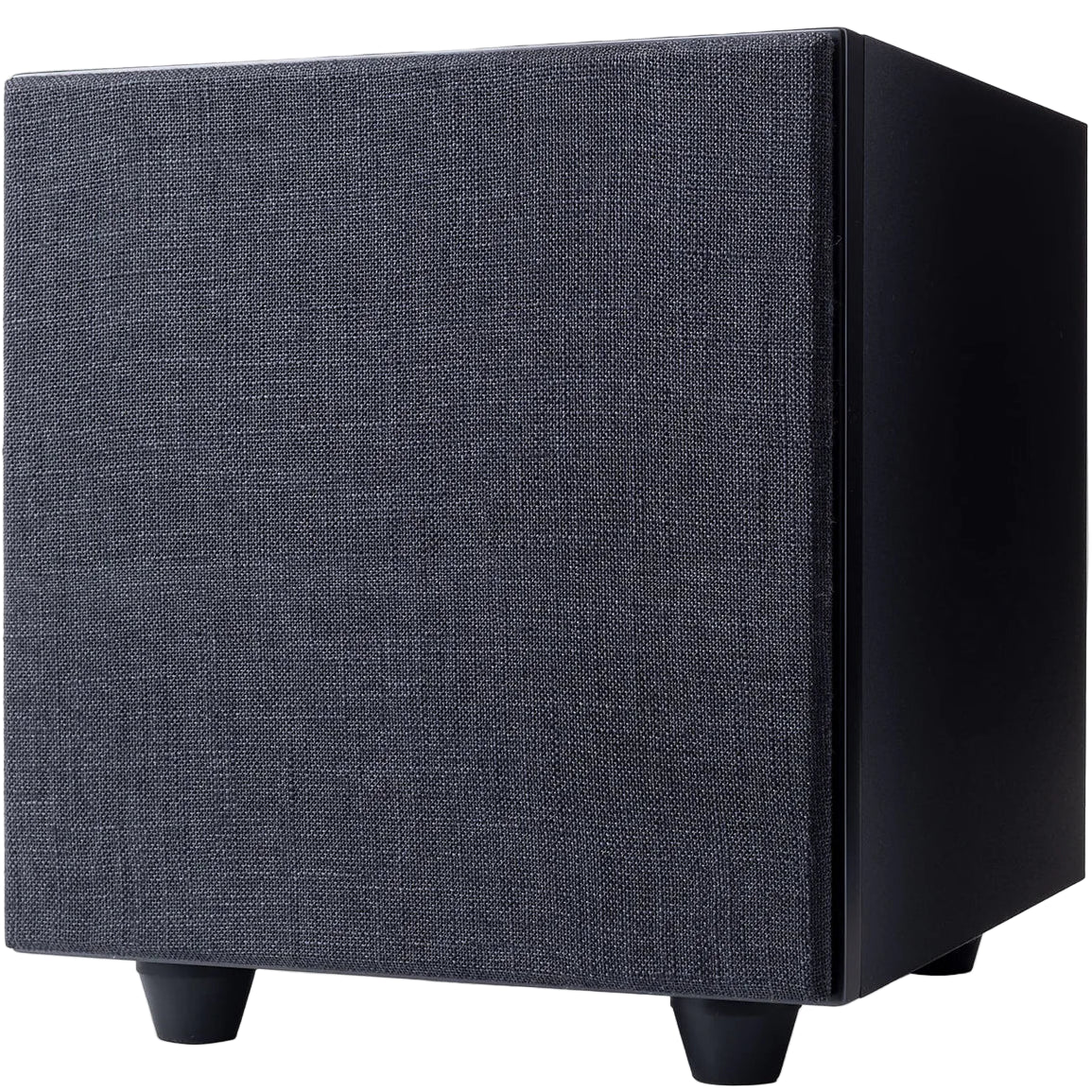 Black Argon Audio Malmö Sub 8 subwoofer with sleek design and front-facing speaker, perfect for enhancing home audio systems.