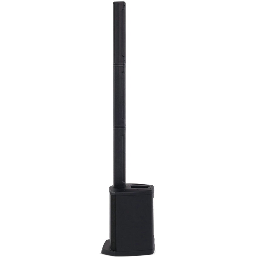 Right side view of Alto Professional TS108C active column speaker showing sleek black design and control panel.