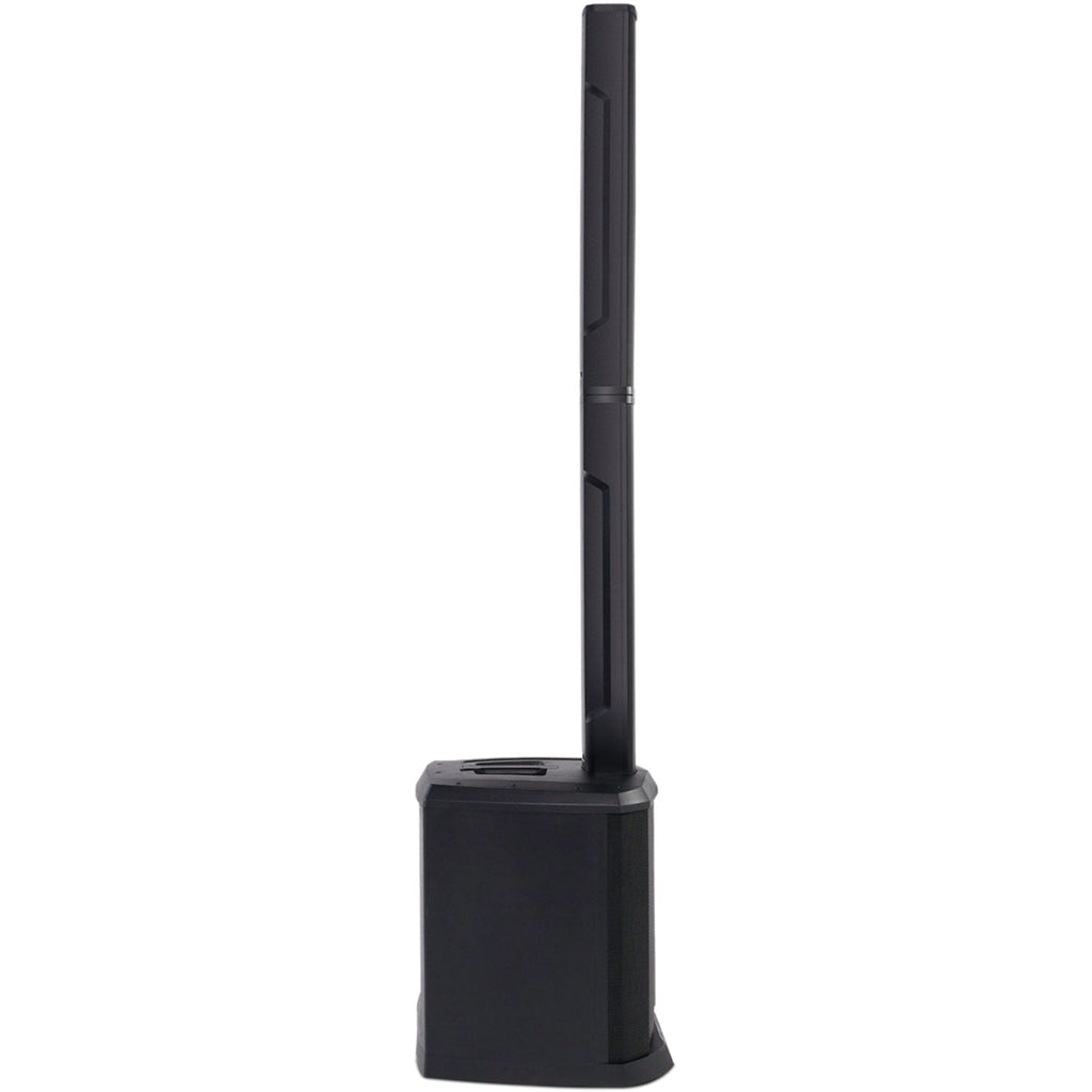 Alto Professional TS112C active column speaker showing front and side view with controls and sleek black design.