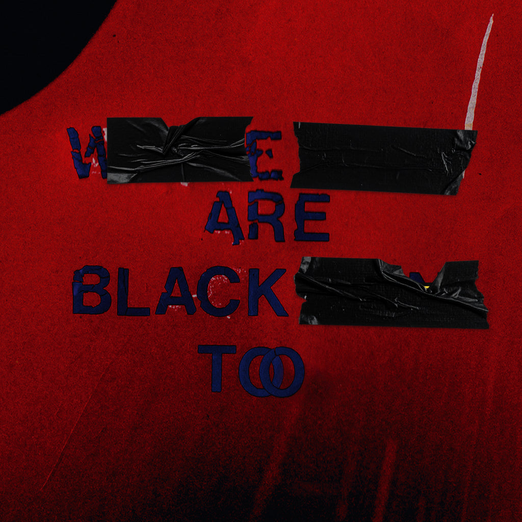 White vinyl double LP of Young Fathers' "White Men Are Black Men Too" with white line design on black background, indie rock style.