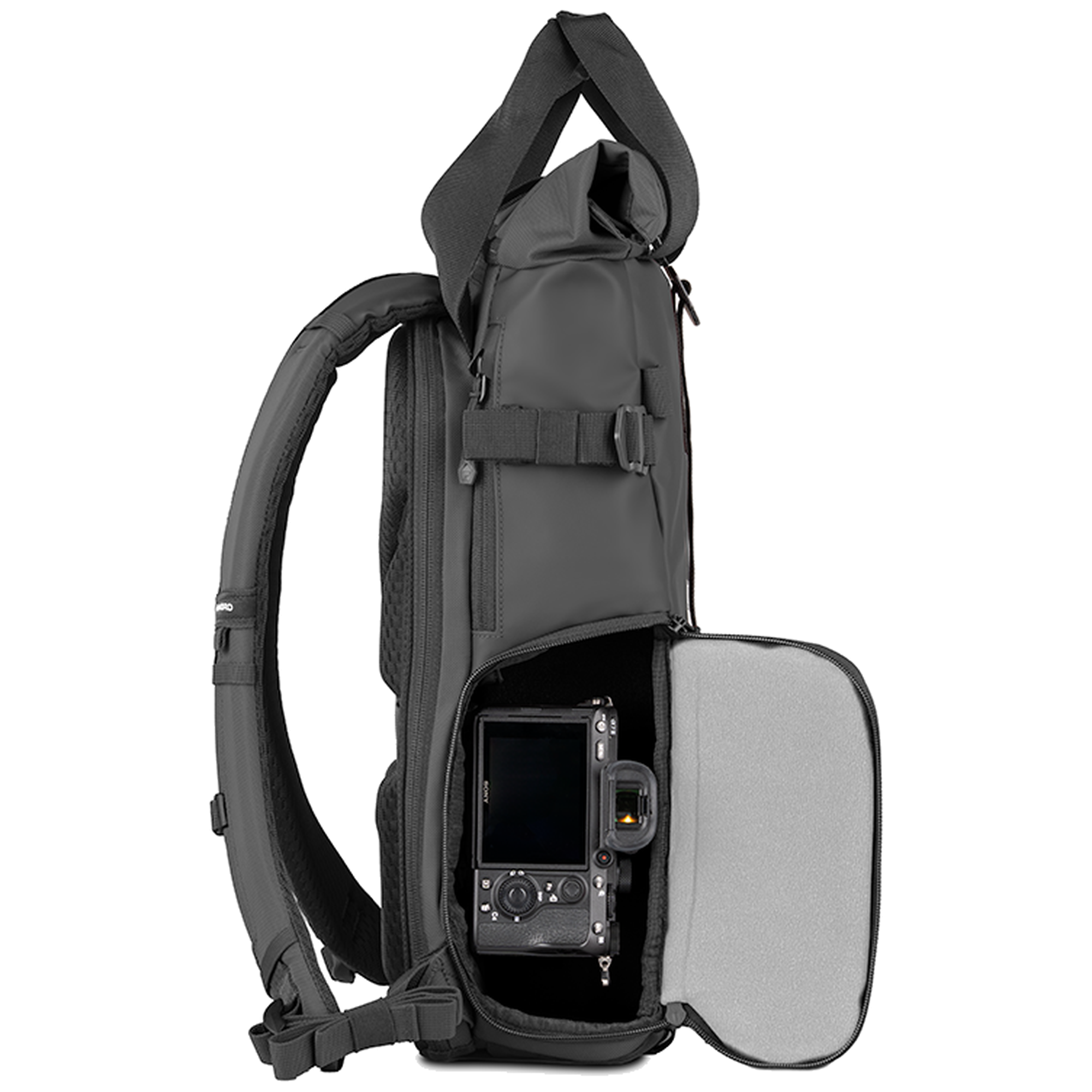Black Wandrd Prvke 15L photo bundle with side access for video equipment storage and organization.