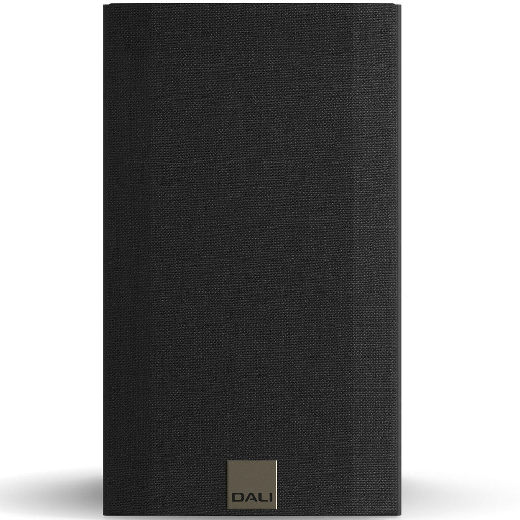 DALI Opticon 1 MK2 passive bookshelf speakers with black finish and front grille, designed for high-quality home audio.