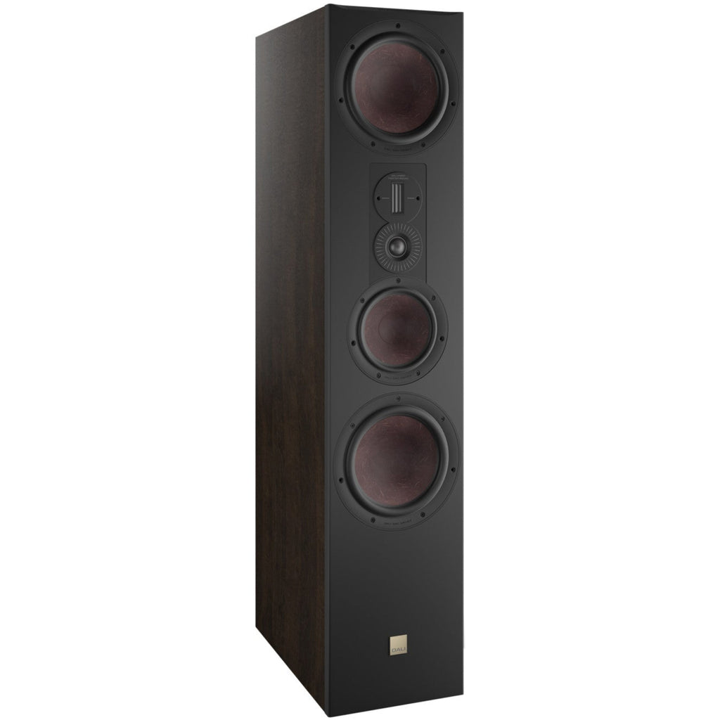 DALI Opticon 8 MK2 passive floorstanding speaker with sleek black finish and modern design, angled view highlighting speaker cones.