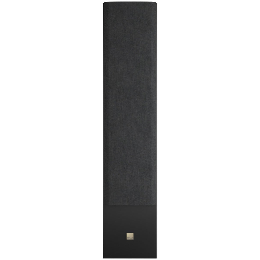 DALI Opticon 8 MK2 passive floorstanding speaker with front grille, showcasing sleek black finish and modern design.