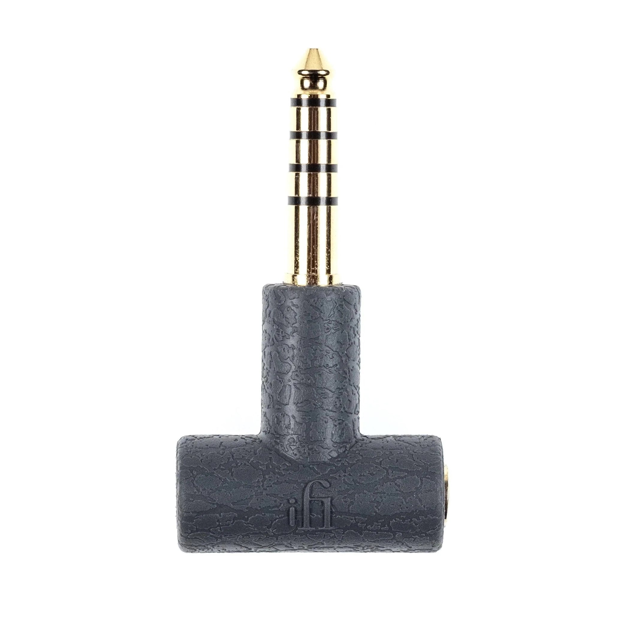 iFi Audio 3.5mm to 4.4mm headphone adapter, compact black connector for high-quality audio connection.