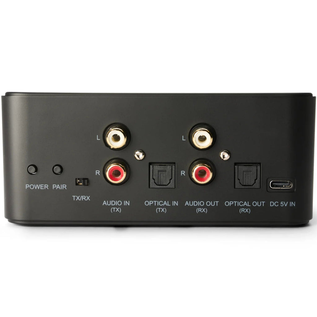 Essentials BT3 Connect Bluetooth and Wi-Fi audio receiver showing compact device with ports and controls on a white background.
